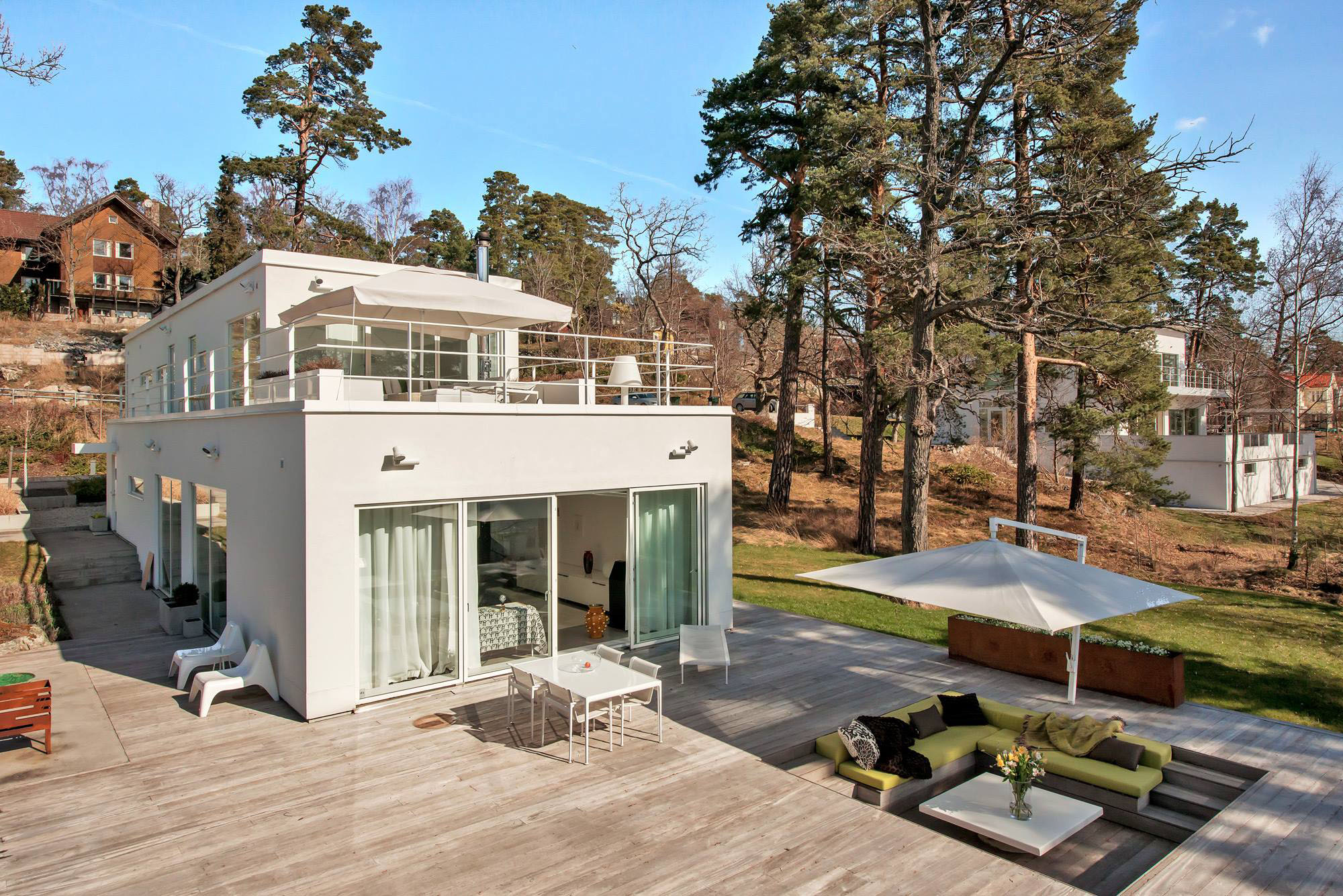 Two Story Near Fabulous Two Story Modern Villa Near Stockholm Building Design With Open Balcony And Large Deck For Gathering Dream Homes  Stunningly Beautiful Villa Decorated In Modern Scandinavian Style