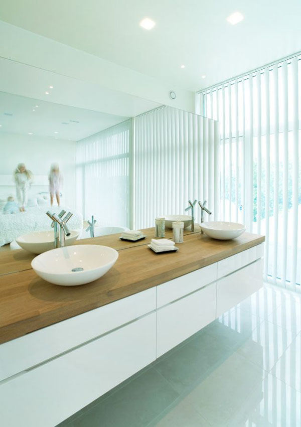 White Interior Bathroom Fabulous White Interior Design In Bathroom Of Villa G By Saunders Architecture Using Twin Basins On Wood Frame Hotels & Resorts  Extraordinary Modern Villa Style With Dynamic Indoor Outdoors