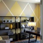 Wall Accents And Framed Wall Accents As Snazzy And Colorful Home Office That Blends In With The Living Space Design With Dark Brown Wooden Closet Office & Workspace Elegant And Modern Home Office Design For A Stylish Working Space