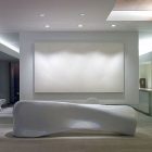 And Unique Design Fancy And Unique Office Interior Design Furnished With Artistic Marble Chair And White Stylish Table By Rottet Studio Office & Workspace A Pair Of Modern Office Interior Design With White Color Themes