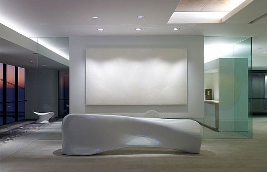 And Unique Design Fancy And Unique Office Interior Design Furnished With Artistic Marble Chair And White Stylish Table By Rottet Studio Office & Workspace A Pair Of Modern Office Interior Design With White Color Themes