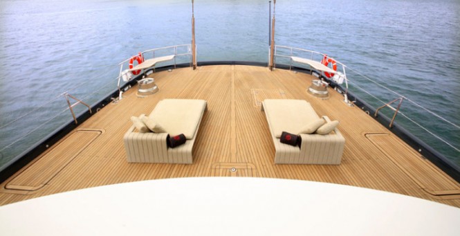 Red Dragon With Fantastic Red Dragon Yacht Deck With Loungers Design With Cream Sofa Bed Furniture In Modern Decoration Ideas Interior Design  Luxury Yacht Interior With Deluxe Interior And Fabulous Furniture