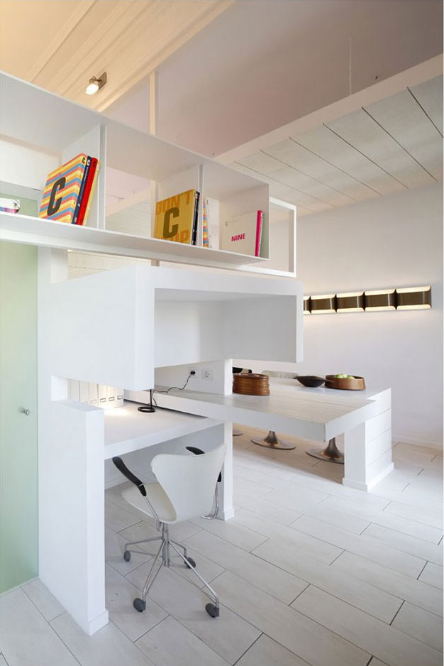 White Home The Fantastic White Home Office Inside The Ceramic House Madrid Spain With White Chair And White Desks Interior Design Elegant Ceramic Interior Design With Beautiful Dining And Kitchen Partition