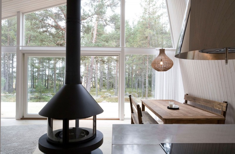 Rattan Shaped Above Fascinating Rattan Shaped Pendant Lamp Above The Wooden Desk And Double Long Chairs In Chalet Lagunen Residence Dream Homes  Luminous And Shining House With Contemporary Yet Balanced Color Palette