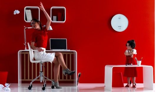 Red Nursery With Flash Red Nursery Furniture Completed With Stylish White Study Desk And Hanging Bookshelves On Solid Red Wall Kids Room Creative Kids Bedroom Decorated With Cheerful And Playful Themes