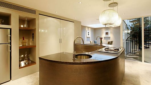 Colored Kitchen Metal Golden Colored Kitchen Island With Metal Cooktop And Sink In Contemporary Kitchen Contemporary Wilton Place Townhouse Interior Design Classic Contemporary Townhouse With Blend Interior Design Style