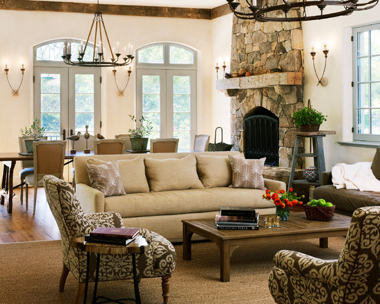 Family Room Beige Gorgeous Family Room Decor With Beige Sofa Rustic French Villa Dream Homes  An Elegant And Comfortable Villa Design For Big Family