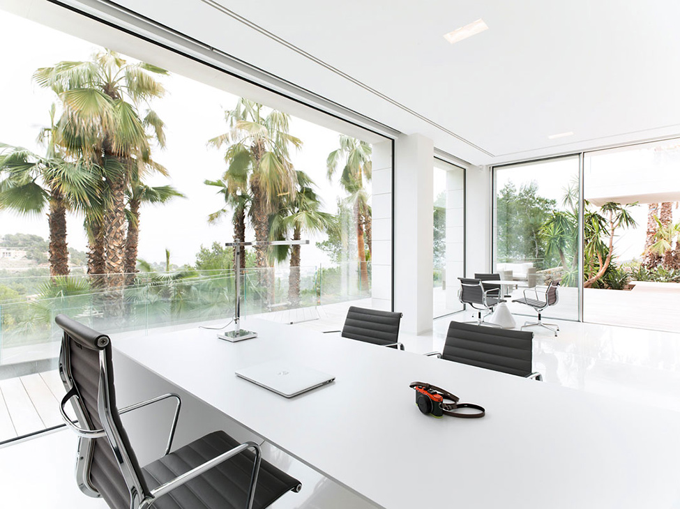 Personal Office Black Gorgeous Personal Office Design With Black Colored Chair Which Has Silver Stainless Frame And White Wooden Table Hotels & Resorts Fabulous Modern Villa In Spain With White Living Room Appearance