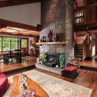 Rustic Living Interior Gorgeous Rustic Living Room Design Interior Used Cheap Hardwood Flooring And Traditional Furniture With Stone Fireplace Decoration Stunning Cheap Hardwood Flooring For Contemporary Interior Design
