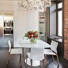 White Lamp Apartment Gorgeous White Lamp In The Apartment Renovation In Moscow Dining Room With White Chairs And White Table Interior Design Elegant Contemporary Ideas For Interior Of Modern Studio Flat In Red And White Color