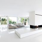 Living Room Grey Impressive Living Room Design With Grey Colored Rug Carpet White Soft Sofa And White Colored Marble Floor Hotels & Resorts Fabulous Modern Villa In Spain With White Living Room Appearance