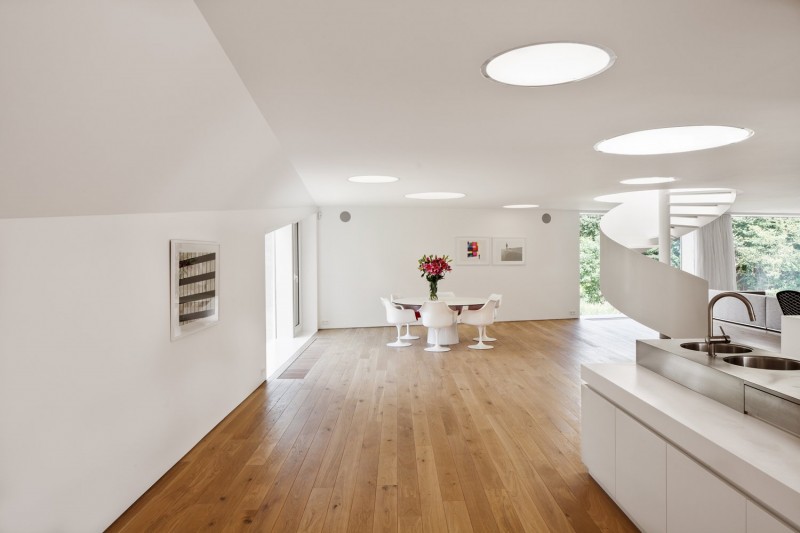 View Of Vmvk Innovative View Of The House VMVK Dining Room With White Chairs And White Table Near The White Kitchen Dream Homes  Chic Modern Belgian House With Elegant Interior Designs