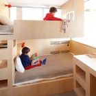 Kids Bedroom Cabin Interesting Kids Bedroom Inside The Cabin House With Wooden Bunk Beds And The Wide Grey Quilts Interior Design Stylish And Contemporary Cabin Interior For Your Family