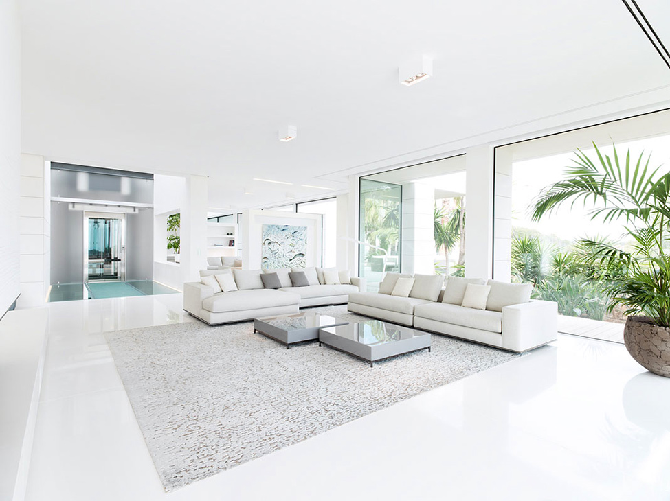 Living Room White Interesting Living Room Design With White Colored Sectional Sofa And White Colored Low Wooden Table Hotels & Resorts Fabulous Modern Villa In Spain With White Living Room Appearance
