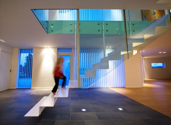 White Staircase Railing Interesting White Staircase And Glass Railing On Gray Tiled Floor Of Villa G By Saunders Architecture Involved Wall Lamp Hotels & Resorts  Extraordinary Modern Villa Style With Dynamic Indoor Outdoors