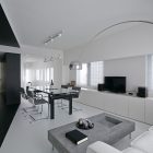 Black And Room Large Black And White Painted Room 407 Interior Unitary Room Involving TV Room And Dining Space With Cabinet Interior Design Elegant Monochrome Interior Idea For Classy Home Design