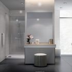 Home Master Painted Large Home Master Bathroom Style Painted In Light Grey And White Featured With Shower Floating Vanity And Mirror Dream Homes Comfortable Living Room Space For An Elegant Modern Home Decoration