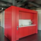 Pink Cabinets Drawers Lovely Pink Cabinets And Pink Drawers Near White Backsplash In The Apartment Renovation In Moscow Kitchen Interior Design Elegant Contemporary Ideas For Interior Of Modern Studio Flat In Red And White Color