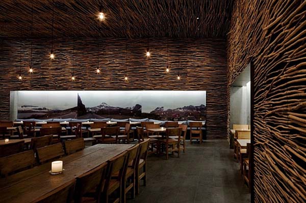 Pio Pio Sebastian Luxurious Pio Pio Restaurant By Sebastian Marsical Studio With Many Small Ceiling Lamp Above Wooden Dining Table And Chairs Restaurant  Stunning Wood Restaurant With Minimalist Decoration Approach