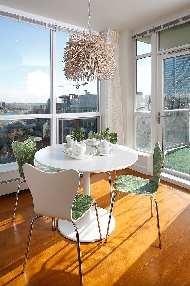 Dining Nook The Marvelous Dining Nook Design Inside The Botanist Suite I3 Design Group With White Circular Coffee Table With Wood Floor Interior Design Elegant Botanical Interior Decoration Within Contemporary Modern Apartment