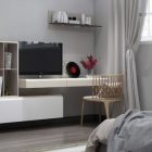 Home Bedroom With Minimalist Home Bedroom Interior Featured With TV Unit Displayed On Floating Desk For Studying With Wooden Chair Dream Homes Comfortable Living Room Space For An Elegant Modern Home Decoration