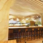 Open Bar Cp Minimalist Open Bar Of BNQ CP Restaurant Completed With Long Counter And Some Wooden Stools For Seating Restaurant Wonderful Modern Restaurant With Wooden Decoration Themes