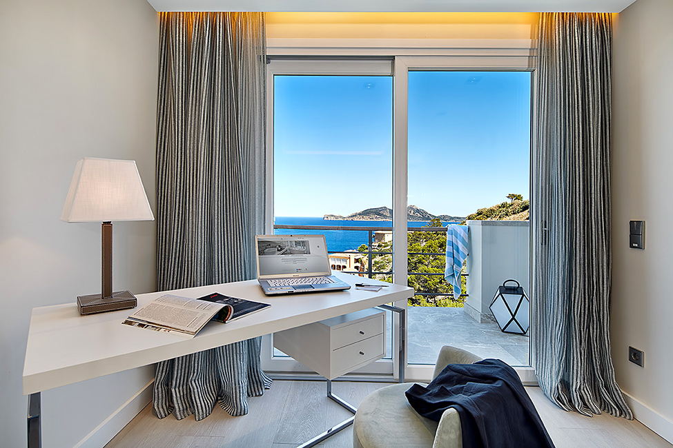 Office Nook Mallorca Modern Office Nook Design At Mallorca Villa Applied White Office Desk And Wooden Table Lamp Ideas Dream Homes  Luxurious Contemporary Mediterranean Villa With Sophisticated Interior Style