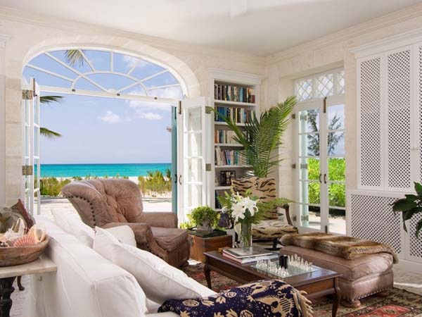 The Coral Grace Nice The Coral House On Grace Bay Living Room Idea Integrating Brown Chair Ottoman And White Sofa With Pillows Architecture  Luminous Private Beach House With Stylish And Chic Exotic Interiors