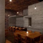 Themes Pio By Prestigious Themes Pio Pio Restaurant By Sebastian Marsical Studio Involved Candle On Dining Table And Small Ceiling Lamp Restaurant Stunning Wood Restaurant With Minimalist Decoration Approach