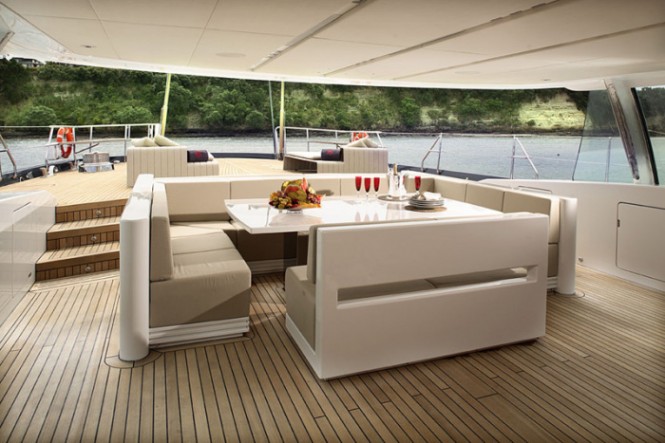 Red Dragon Deck Sensational Red Dragon Yacht Back Deck Design Used Modern Outdoor Sofa Furniture And Wooden Deck Flooring Ideas Interior Design Luxury Yacht Interior With Deluxe Interior And Fabulous Furniture