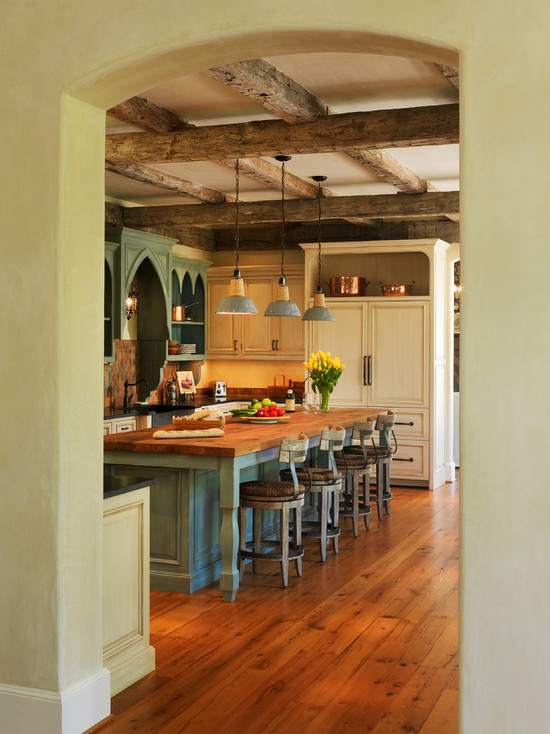 Rustic French Wooden Sleek Rustic French Villa Kitchen Wooden Floor White Pantry Dream Homes  An Elegant And Comfortable Villa Design For Big Family