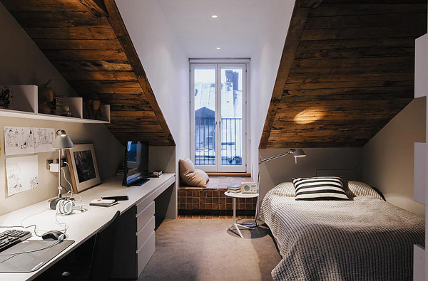 Scandinavian Apartment With Small Scandinavian Apartment Stockholm Bedroom With White Desk And A Black Chair Near The Simple Bed Interior Design Excellent Cozy Interior Using Wooden Construction Domination