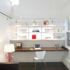 White Room Lovely Startling White Room Designed In Lovely Modern Home Office With A White Backdrop And Dark Wooden Floor With Red Ornaments Office & Workspace Elegant And Modern Home Office Design For A Stylish Working Space
