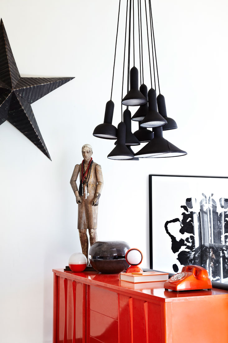 Black Flashlight Above Stunning Black Flashlight Pendants Hung Above Orange Dresser In Modern Residence Interior As Decoration And Lighting Dream Homes  Beautiful Art Deco Home With Views Of Contemporary Interiors