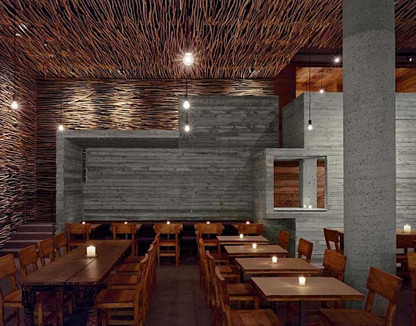 Pio Pio Sebastian Stunning Pio Pio Restaurant By Sebastian Marsical Studio With Wood Dining Desk Completed Small Candle And Chairs On Tiled Floor Restaurant Stunning Wood Restaurant With Minimalist Decoration Approach