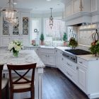 Traditional Kitchen Decorated Stunning Traditional Kitchen Design Interior Decorated With Cheap Hardwood Flooring Used White Furniture Decoration Ideas Decoration Stunning Cheap Hardwood Flooring For Contemporary Interior Design