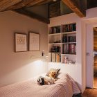White Bookshelves Bed Tidy White Bookshelves Near The Bed In Scandinavian Apartment Stockholm Kids Bedroom With The Wooden Ceiling Interior Design Excellent Cozy Interior Using Wooden Construction Domination