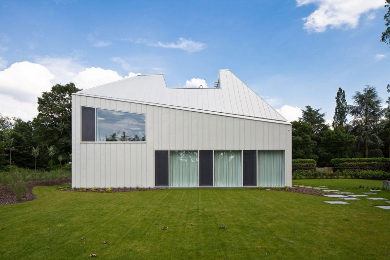 Shape Of Vmvk Unusual Shape Of The House VMVK Exterior With Wide Glass Walls And White Wall Near Green Trees Dream Homes Chic Modern Belgian House With Elegant Interior Designs