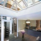 Glass Ceiling Ceiling Vaulted Glass Ceiling With Concrete Ceiling Beams Painted In White Letting Natural Light Comes Into Contemporary Wilton Place Townhouse Interior Design Classic Contemporary Townhouse With Blend Interior Design Style 