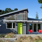 Light Green Accent Vibrant Light Green And Red Accent Displayed On Cloud Street Residence By AWA Facade Art To Hit The Grey Scheme Dream Homes Modern Minimalist Cottage Plans With Dream House Style Of Cloud Street Residence (+10 New Images)
