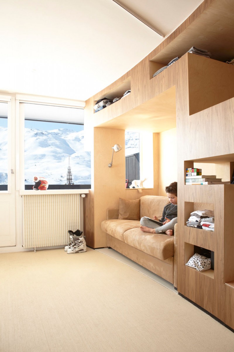 Details In House Wonderful Details In The Cabin House Kids Room With Brown Sofa And Wooden Shelves Above It Fireplace Stylish And Contemporary Cabin Interior For Your Family