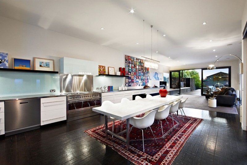 Dinning Table Red Wonderful Dining Table Design With Red Carpet In The Armadale House That Pendant Lamps Completed The Decor Dream Homes  Fancy Comfortable Interior Design In Luxurious Contemporary Style