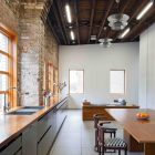 Kitchen And In Wonderful Kitchen And Dining Space In The Brooklyn Studio With Long Counter And The Wooden Table Interior Design Enchanting Home Ideas With Dual Interior Design Full Of Personality