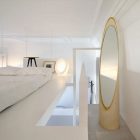 White Loft The Wonderful White Loft Bedroom In The Ceramic House Madrid Spain With White Mattress And White Quilt On It Interior Design Elegant Ceramic Interior Design With Beautiful Dining And Kitchen Partition