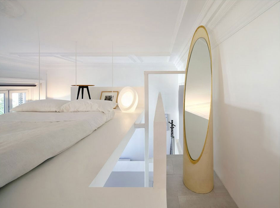 White Loft The Wonderful White Loft Bedroom In The Ceramic House Madrid Spain With White Mattress And White Quilt On It Bedroom Elegant Ceramic Interior Design With Beautiful Dining And Kitchen Partition