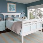 White Wooden Silver Wonderful White Wooden Bed And Silver Turquoise Duvet Cover For Bedroom In The Seaside Cottages Maine Hotels & Resorts Fabulous Modern Seaside Cottage With Elegant Colorful Interiors