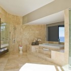 Tiled Marble Wall Adorable Tiled Marble Floor And Wall In Villa Kishti Residence For Bathroom With Wooden Cabinets And Decorative Pot Architecture Elegant Modern Villa Which Is Built In Stunning Big Style