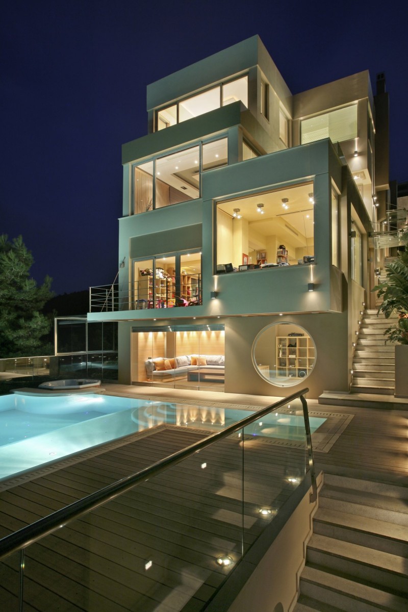 Building Design Voulas Amazing Building Design Of Panorama Voulas House With Brown Floor Made From Wooden Material And Big Pool Which Has Soft Blue Water Dream Homes  Stunning Modern Luxury Villa With Gorgeous Family Room In Athens