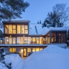 Cabane Residence With Amazing Cabane Residence Design Beautified With Many Wooden Glasses Windows And Christmas Trees Surrounding The House Dream Homes Classic And Contemporary Country House Blending Light Wood And Glass Elements