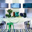 Green Blue Furnished Amazing Green Blue Living Room Furnished With Table Covered By Tablecloth And Centerpiece With Pendants Interior Design Easy Stylish Home Designed By Bright Green Color Schemes